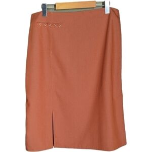 12 - Rio Sud • Orange Peach Pencil Skirt with Slit & Grommet Pocket Detail